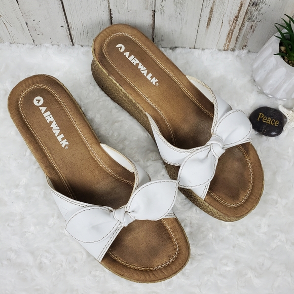 Airwalk Bow Wedge Sandals White Size 10 - Picture 10 of 11